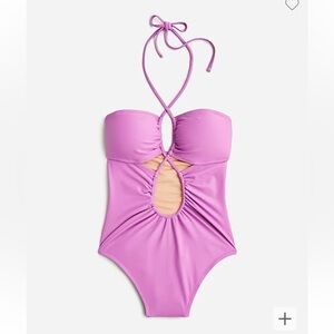 J crew Cutout halter one-piece swimsuit early purple